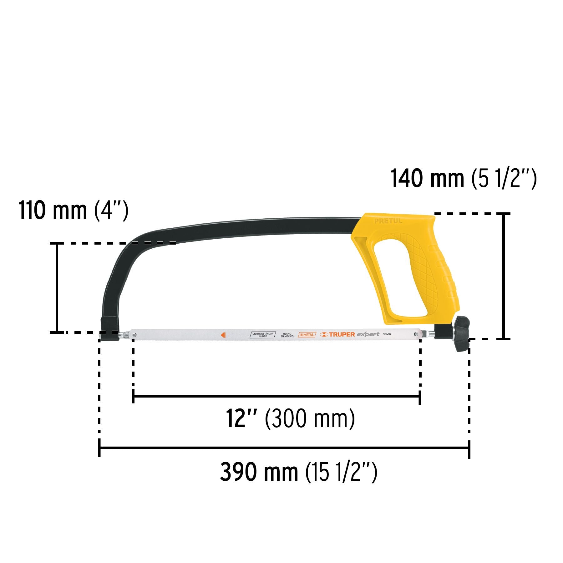 Arco 12" de solera para segueta, PRETUL