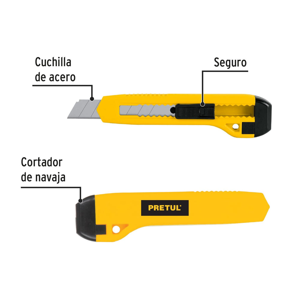 Cutter 18 mm plástico, PRETUL