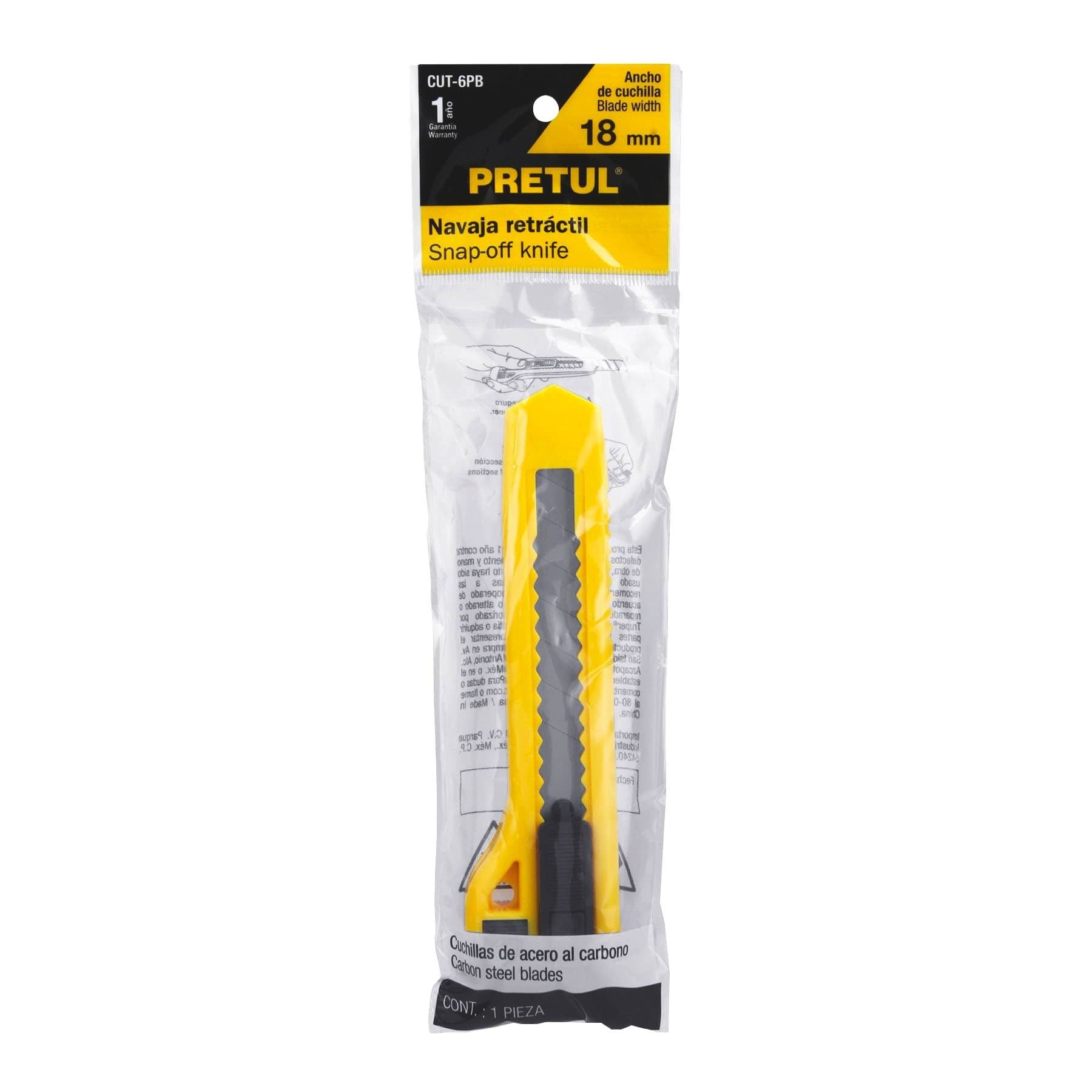 Cutter 18 mm plástico, PRETUL