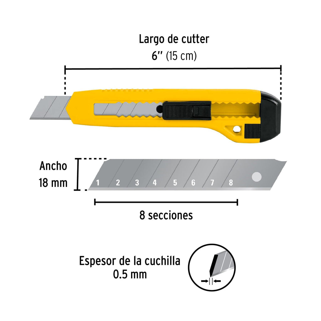 Cutter 18 mm plástico, PRETUL