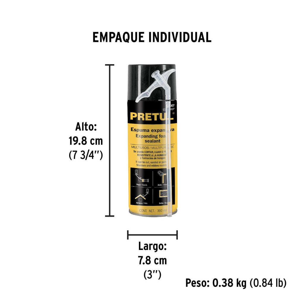 Espuma expansiva de poliuretano, 300 ml, PRETUL