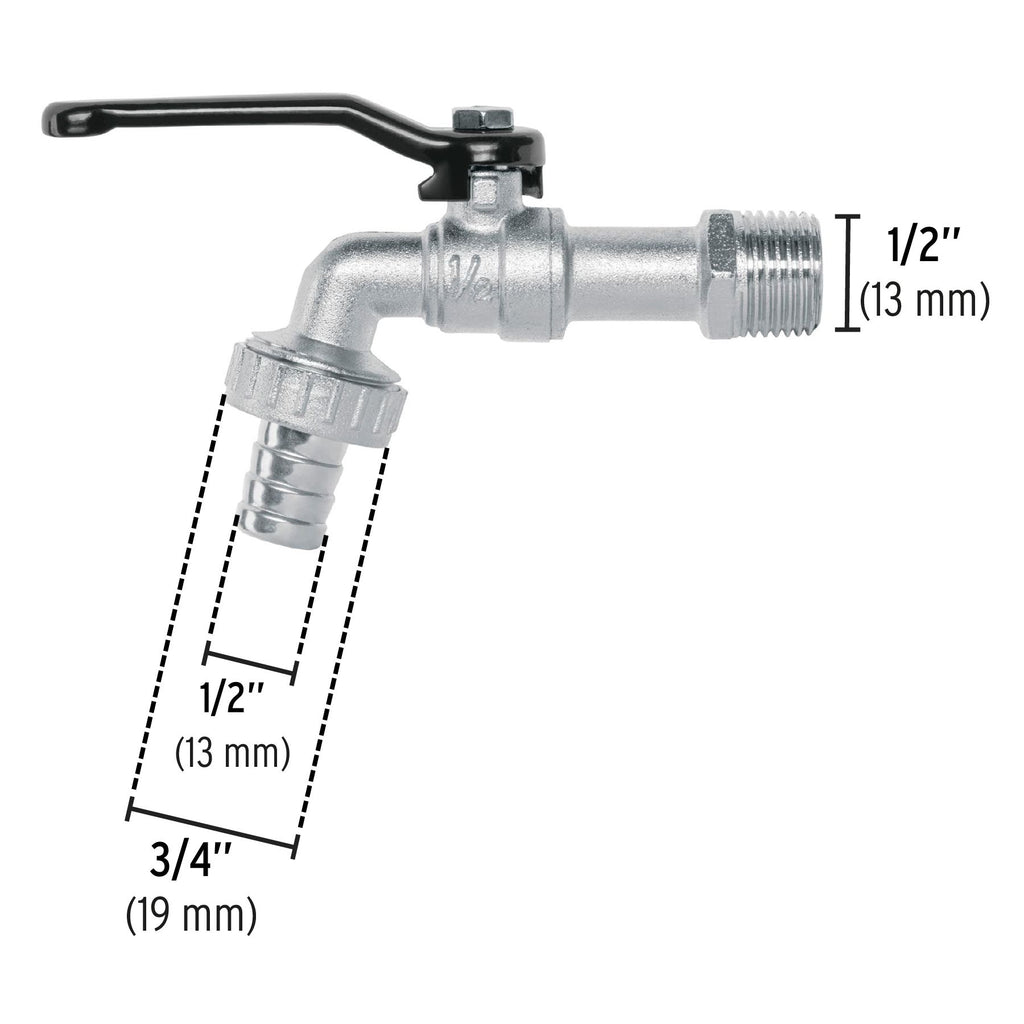 Llave de esfera, 1/2" de zinc, PRETUL