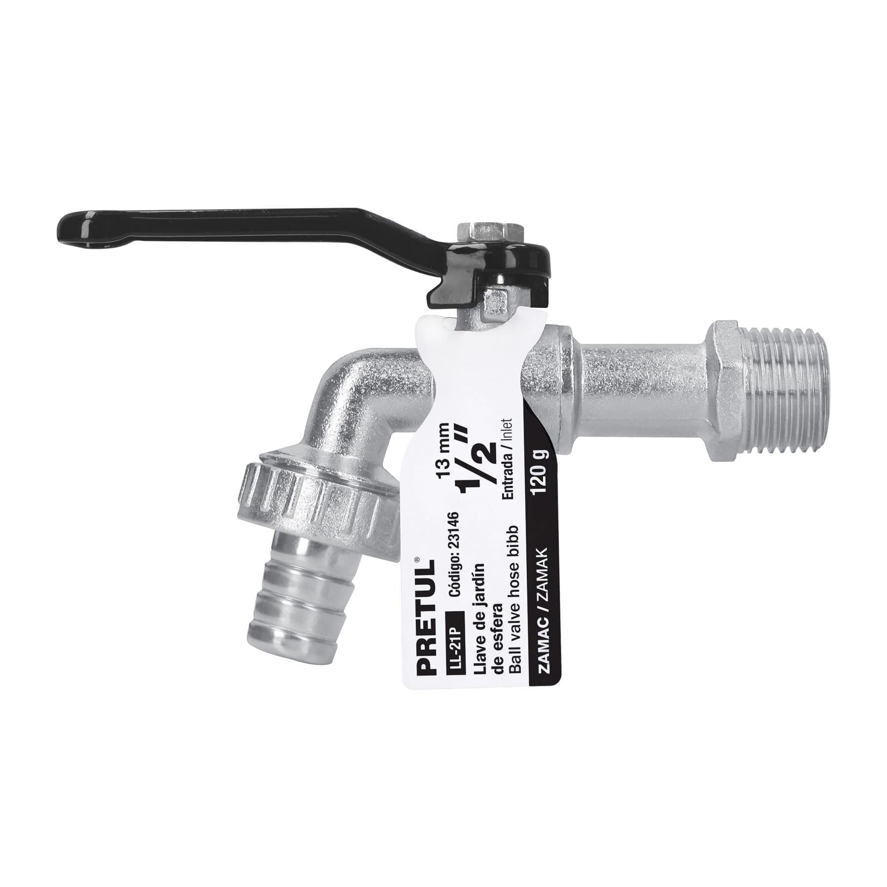 Llave de esfera, 1/2" de zinc, PRETUL