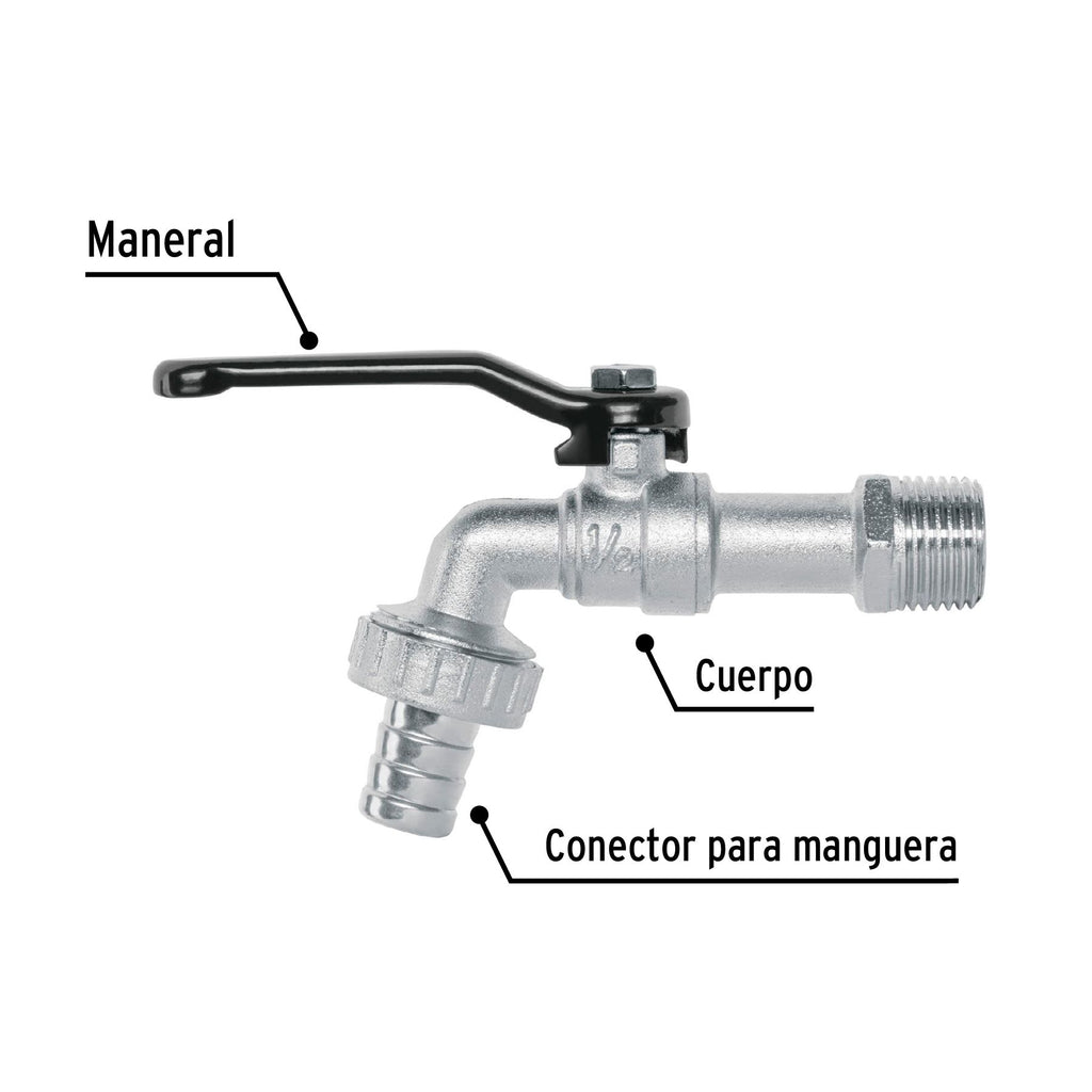 Llave de esfera, 1/2" de zinc, PRETUL