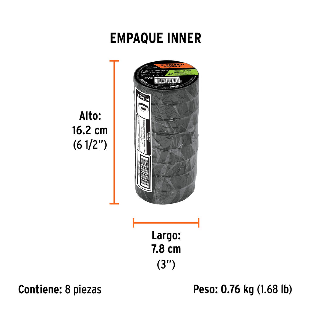 Cinta de aislar 19mm x 18m, TRUPER EXPERT