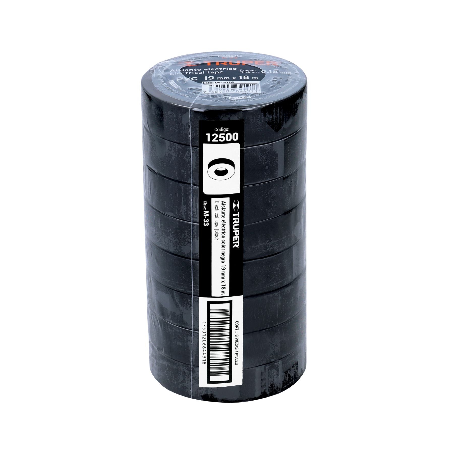 Cinta de aislar de 18 m x 19 mm, negra, TRUPER