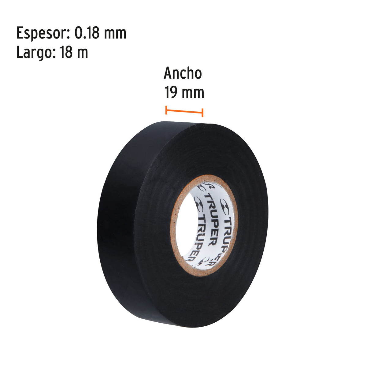 Cinta de aislar de 9 m x 19 mm, negra, TRUPER