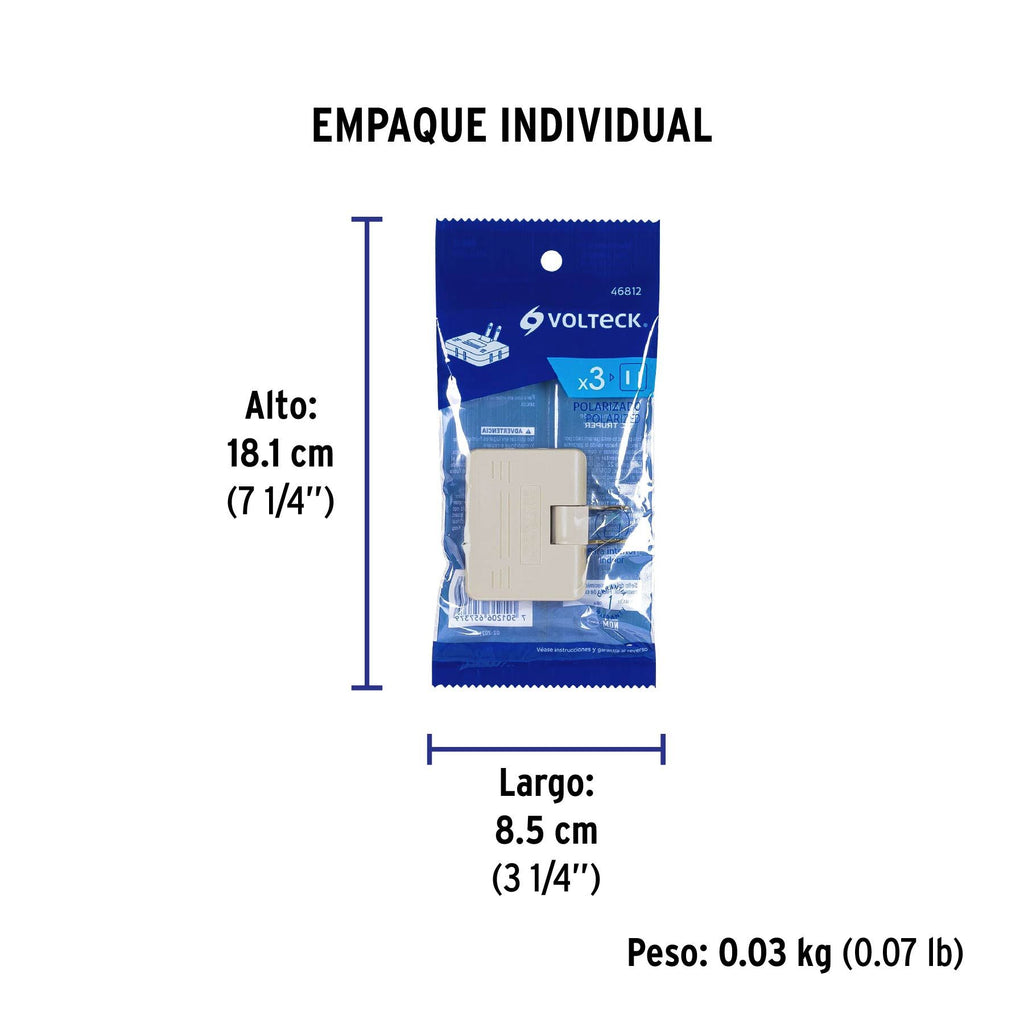 Multicontacto triple,tipo bisagra,entradas laterales VOLTECK