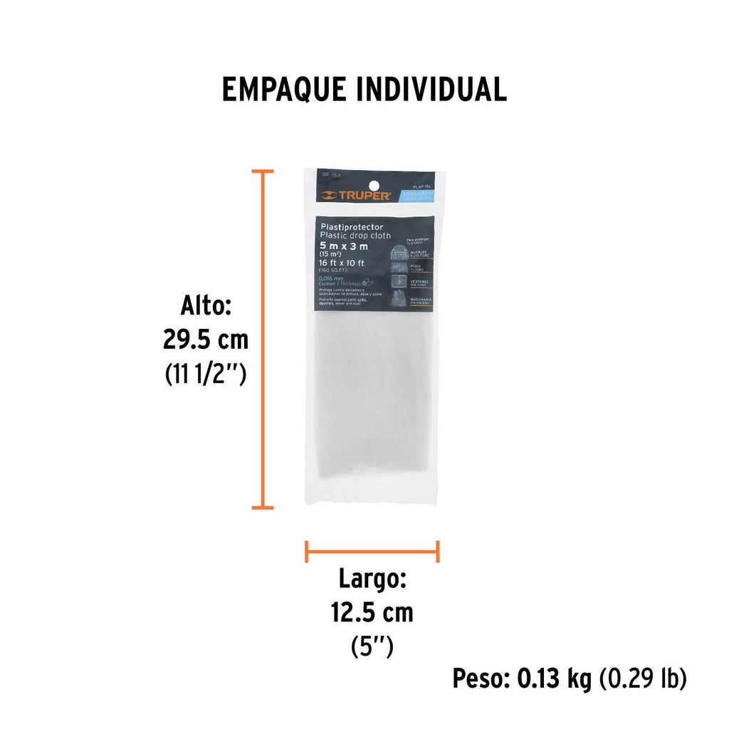 Plastiprotector 5 x 3 m, uso ligero, TRUPER