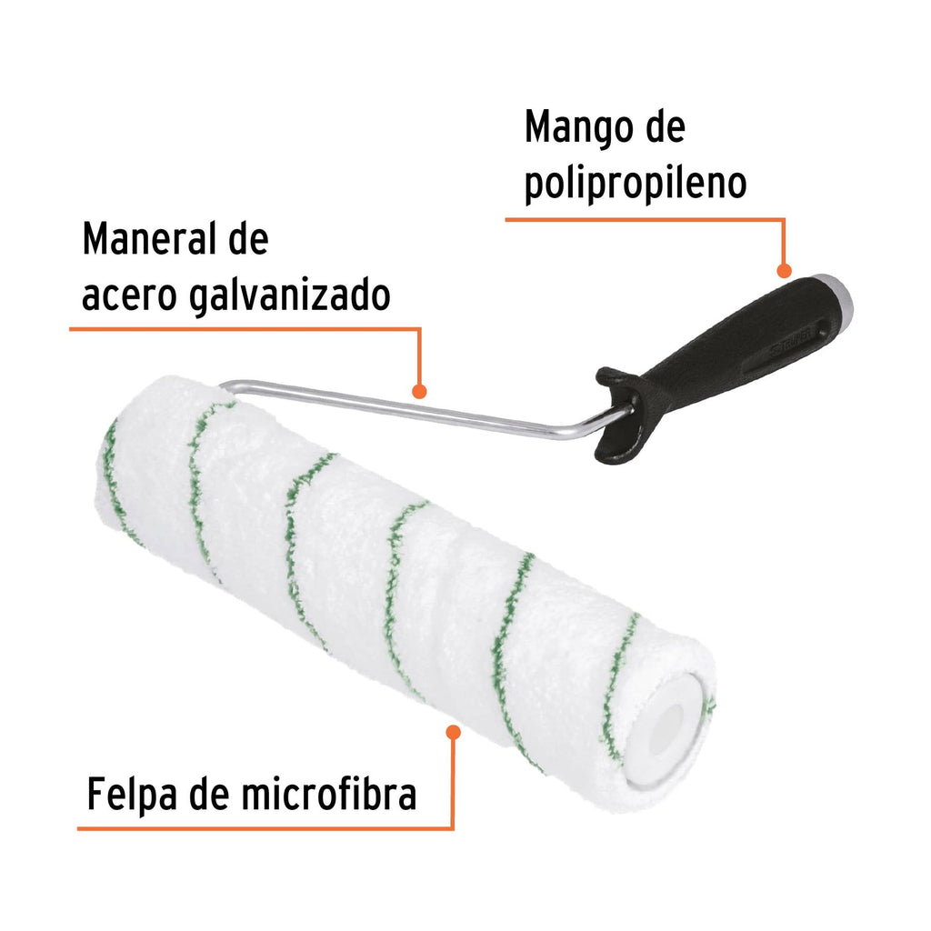 Rodillo para pintar 9 x 3/8" microfibra, sup. poco rugosas