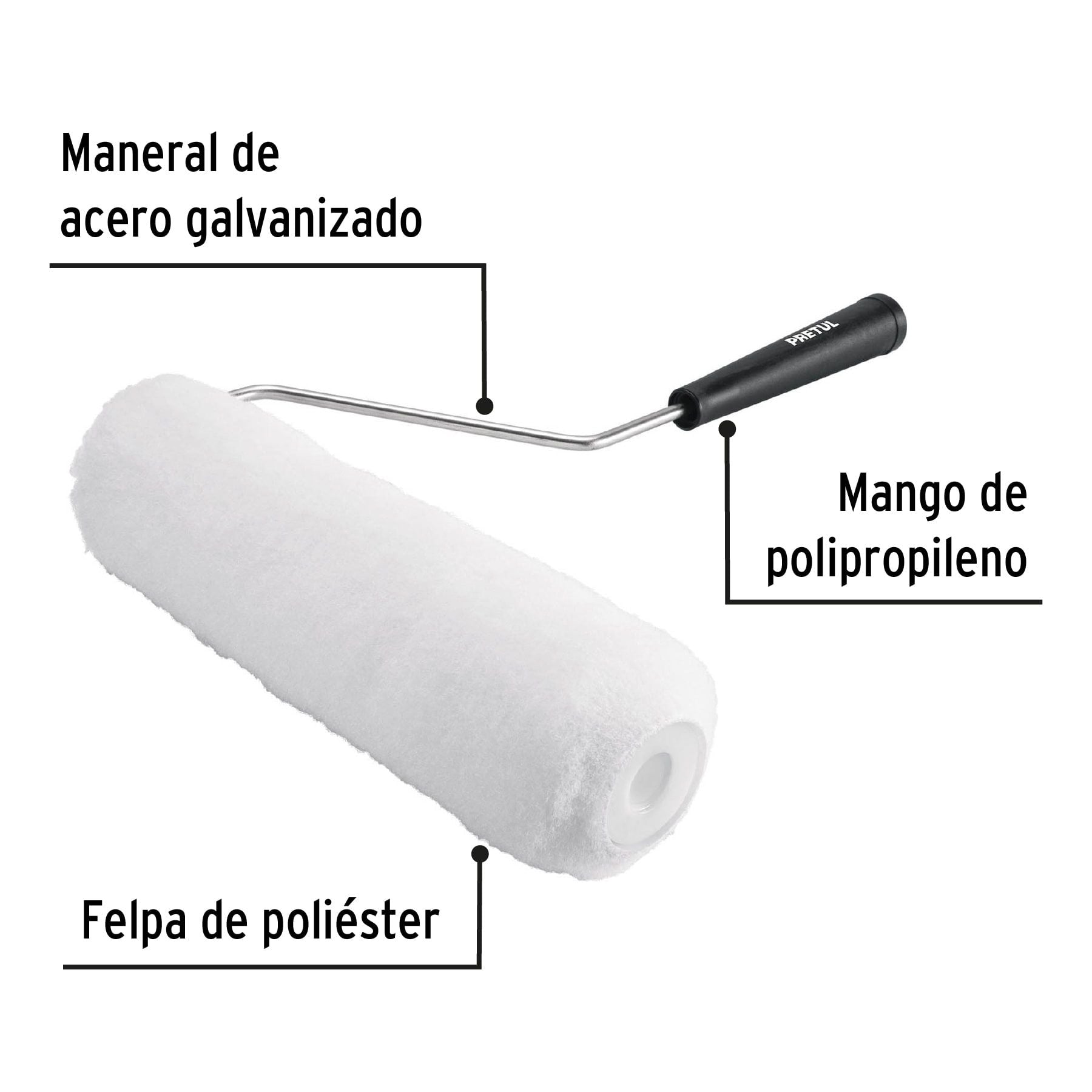 Rodillo para pintar 9x5/8" superficies poco rugosas, PRETUL